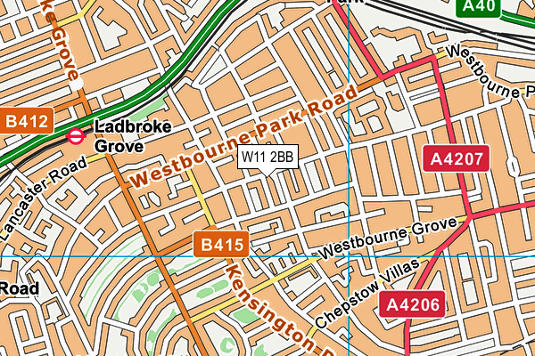 W11 2BB map - OS VectorMap District (Ordnance Survey)