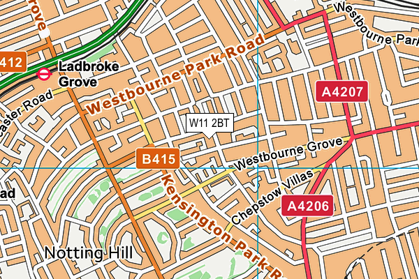 W11 2BT map - OS VectorMap District (Ordnance Survey)