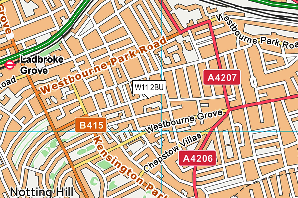 W11 2BU map - OS VectorMap District (Ordnance Survey)