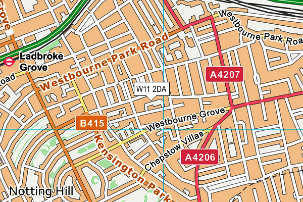 W11 2DA map - OS VectorMap District (Ordnance Survey)
