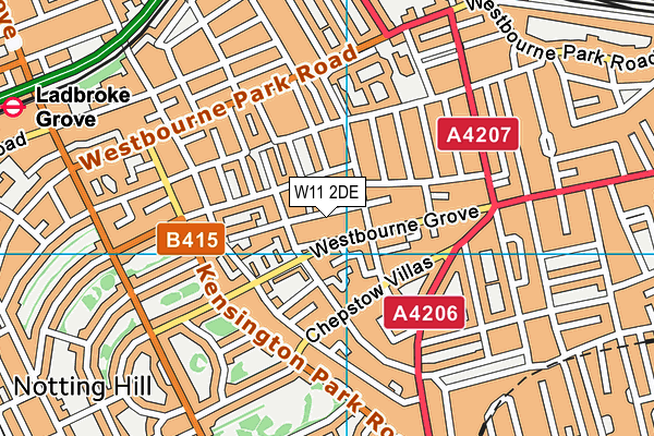 W11 2DE map - OS VectorMap District (Ordnance Survey)
