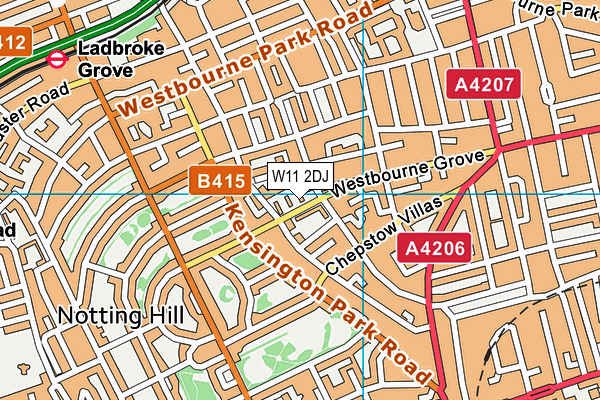 W11 2DJ map - OS VectorMap District (Ordnance Survey)