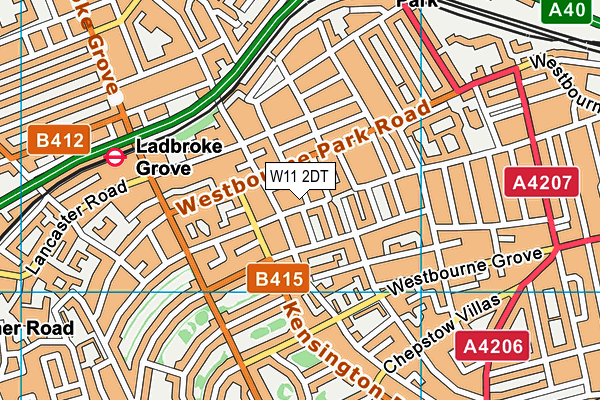W11 2DT map - OS VectorMap District (Ordnance Survey)