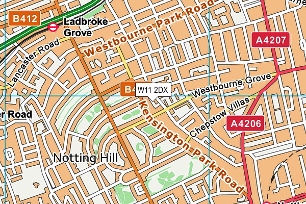 W11 2DX map - OS VectorMap District (Ordnance Survey)