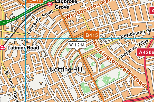 W11 2HA map - OS VectorMap District (Ordnance Survey)