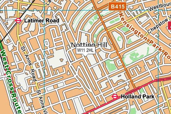 W11 2HL map - OS VectorMap District (Ordnance Survey)