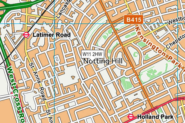 W11 2HW map - OS VectorMap District (Ordnance Survey)