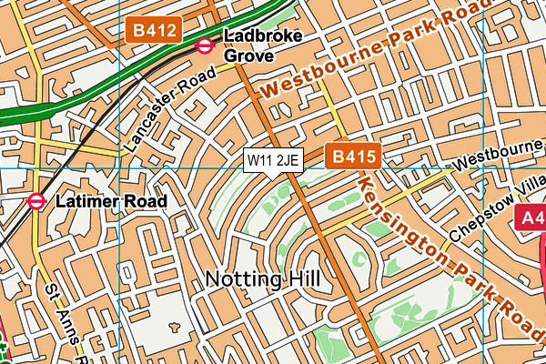 W11 2JE map - OS VectorMap District (Ordnance Survey)