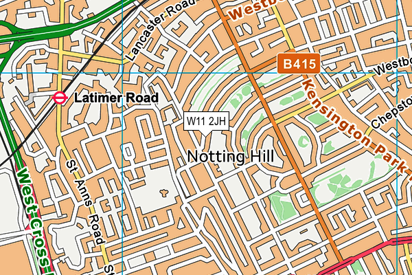 W11 2JH map - OS VectorMap District (Ordnance Survey)
