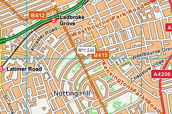 W11 2JU map - OS VectorMap District (Ordnance Survey)