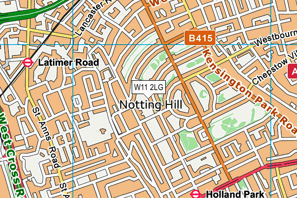 W11 2LG map - OS VectorMap District (Ordnance Survey)