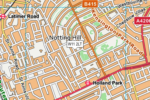 W11 2LT map - OS VectorMap District (Ordnance Survey)