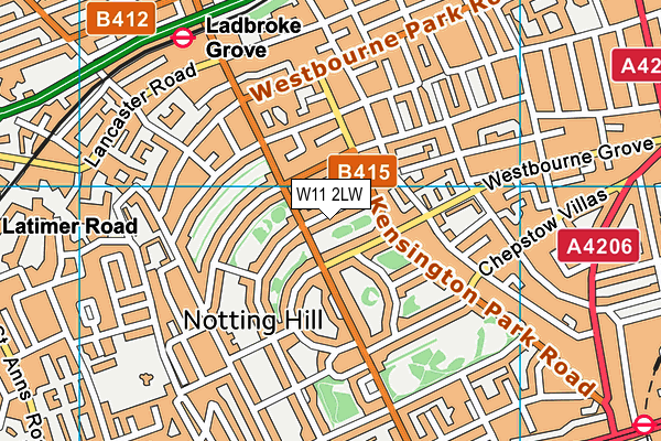 W11 2LW map - OS VectorMap District (Ordnance Survey)