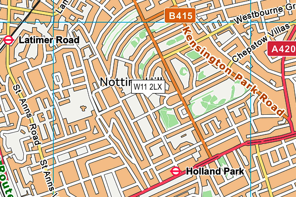 W11 2LX map - OS VectorMap District (Ordnance Survey)