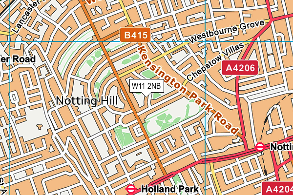 W11 2NB map - OS VectorMap District (Ordnance Survey)