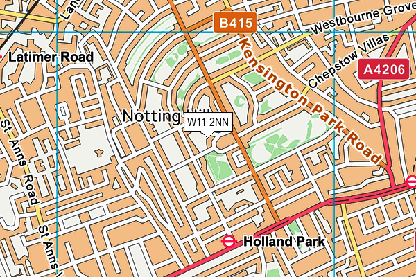 W11 2NN map - OS VectorMap District (Ordnance Survey)