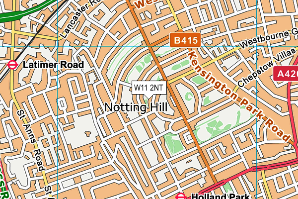 W11 2NT map - OS VectorMap District (Ordnance Survey)