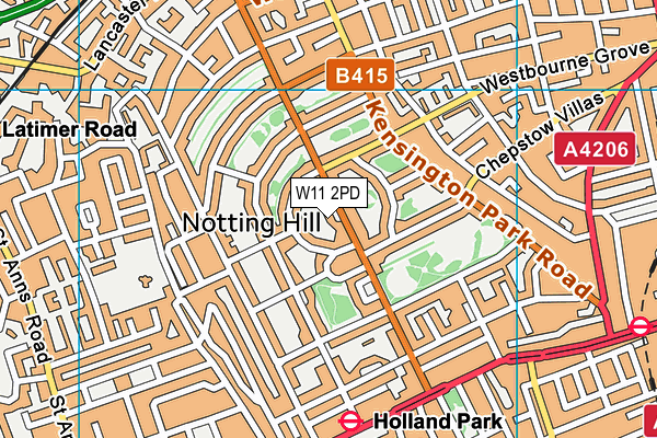 W11 2PD map - OS VectorMap District (Ordnance Survey)