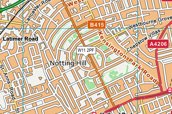 W11 2PF map - OS VectorMap District (Ordnance Survey)