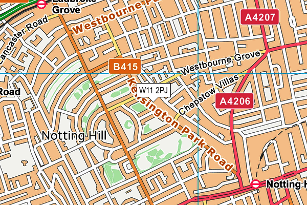 W11 2PJ map - OS VectorMap District (Ordnance Survey)