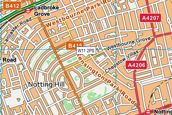 W11 2PS map - OS VectorMap District (Ordnance Survey)