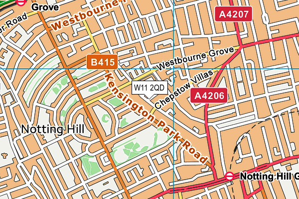 W11 2QD map - OS VectorMap District (Ordnance Survey)