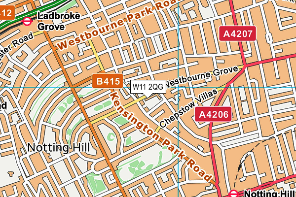 W11 2QG map - OS VectorMap District (Ordnance Survey)