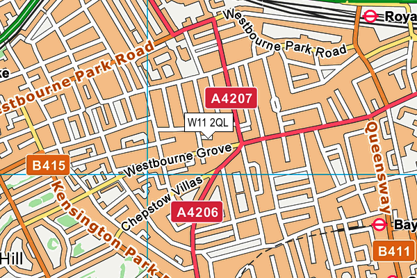 W11 2QL map - OS VectorMap District (Ordnance Survey)
