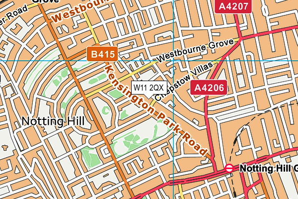 W11 2QX map - OS VectorMap District (Ordnance Survey)