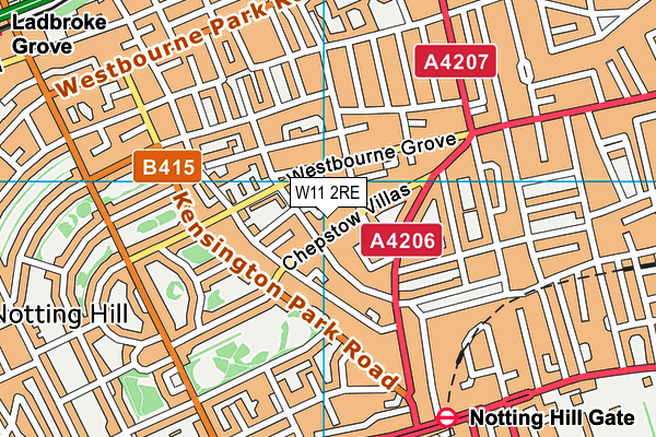 W11 2RE map - OS VectorMap District (Ordnance Survey)