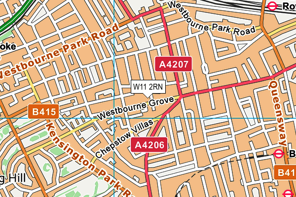 W11 2RN map - OS VectorMap District (Ordnance Survey)