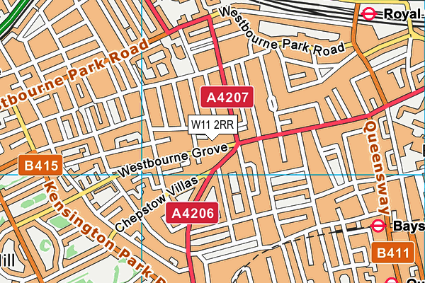 W11 2RR map - OS VectorMap District (Ordnance Survey)