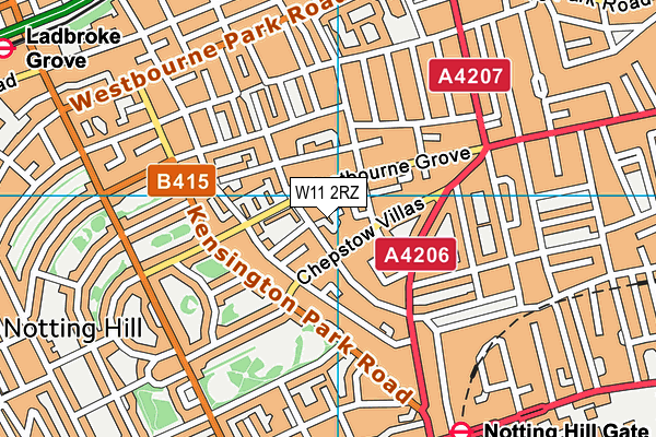 W11 2RZ map - OS VectorMap District (Ordnance Survey)