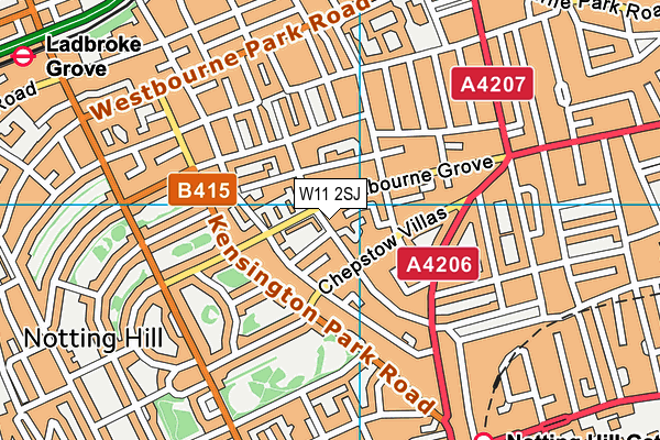 Notting Hill Methodist Church (Etheline Holder Hall) map (W11 2SJ) - OS VectorMap District (Ordnance Survey)