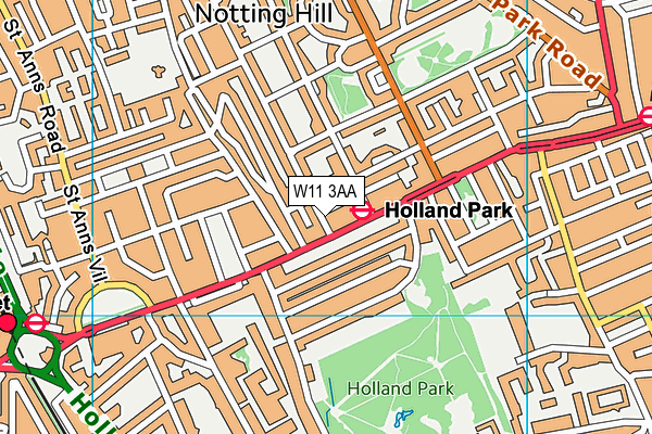 W11 3AA map - OS VectorMap District (Ordnance Survey)