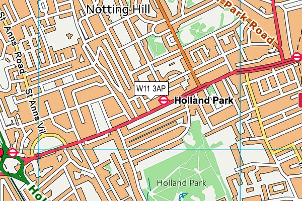 W11 3AP map - OS VectorMap District (Ordnance Survey)