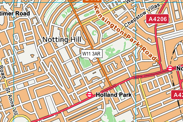 W11 3AR map - OS VectorMap District (Ordnance Survey)