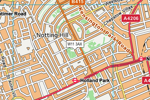 W11 3AX map - OS VectorMap District (Ordnance Survey)