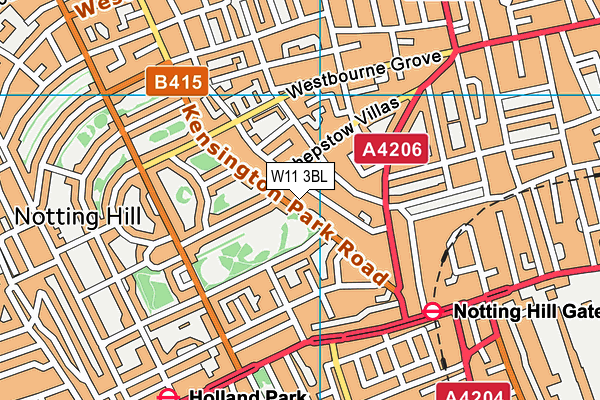 W11 3BL map - OS VectorMap District (Ordnance Survey)