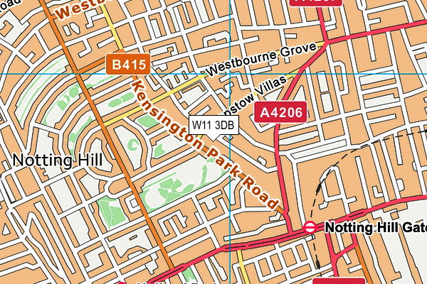 W11 3DB map - OS VectorMap District (Ordnance Survey)