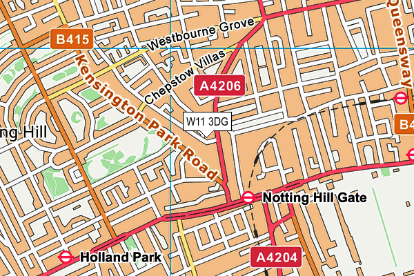 W11 3DG map - OS VectorMap District (Ordnance Survey)