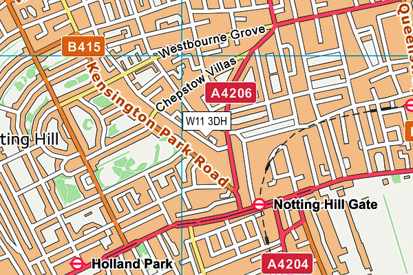 W11 3DH map - OS VectorMap District (Ordnance Survey)