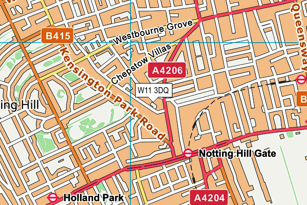 W11 3DQ map - OS VectorMap District (Ordnance Survey)