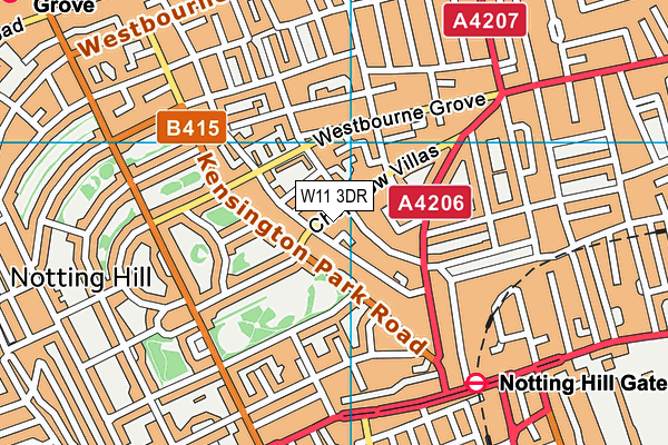W11 3DR map - OS VectorMap District (Ordnance Survey)