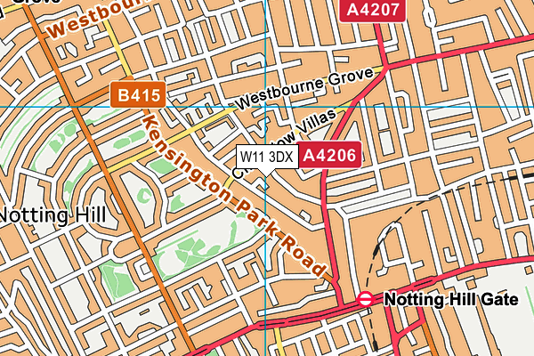 W11 3DX map - OS VectorMap District (Ordnance Survey)
