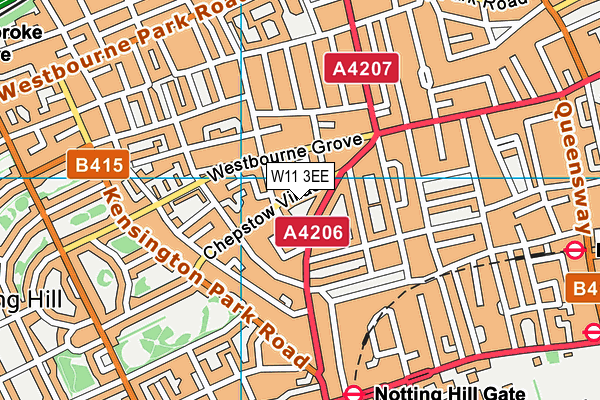 W11 3EE map - OS VectorMap District (Ordnance Survey)