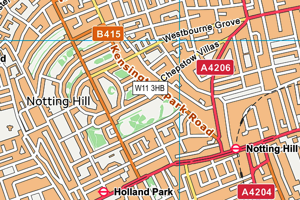 W11 3HB map - OS VectorMap District (Ordnance Survey)