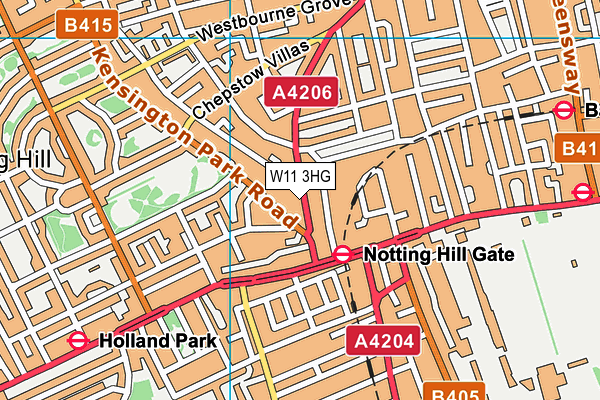 W11 3HG map - OS VectorMap District (Ordnance Survey)