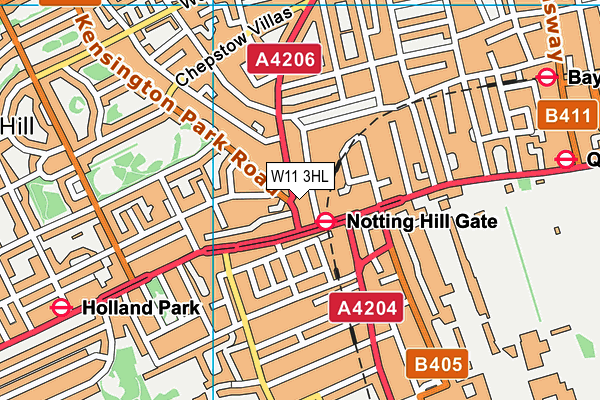 W11 3HL map - OS VectorMap District (Ordnance Survey)