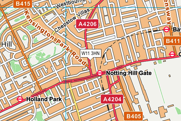 W11 3HN map - OS VectorMap District (Ordnance Survey)